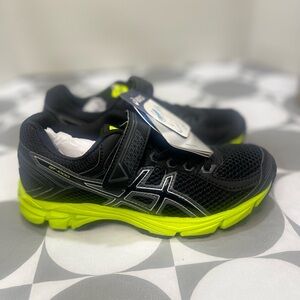 ASICS Kids Black and Neon Yellow Sneakers